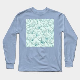 Retro Blue Shells Pattern Long Sleeve T-Shirt